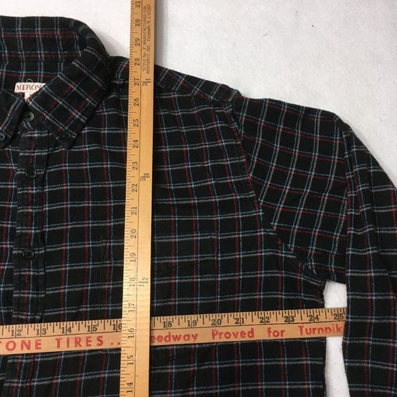 Merona Shirt Mens Large multi plaid dark Button Up Long Sleeve Casual 1996 - Picture 5 of 6